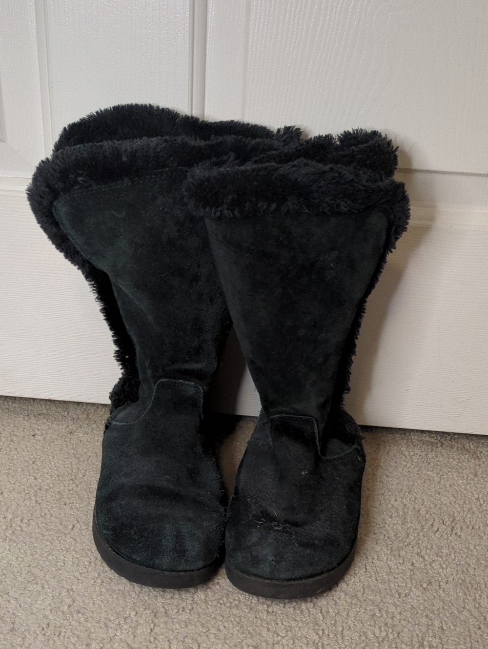 Women's Black Faux-Shearling UGG Winter Boots
